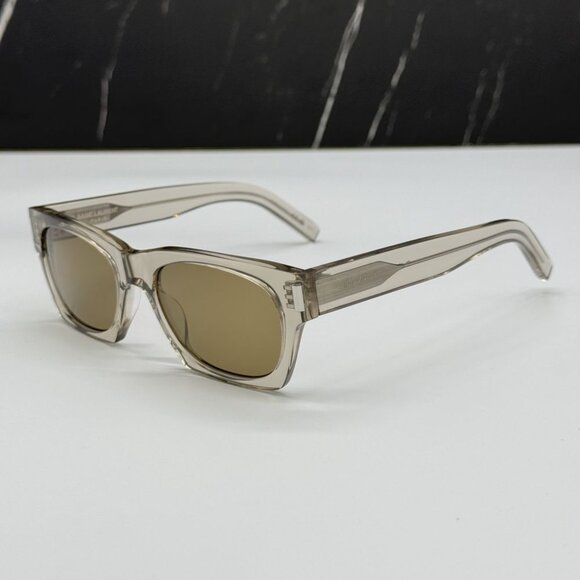 NEW SL402 018 SAINT LAURENT UNISEX BEIGE SQUARE SL 402 018 SUNGLASSES - Picture 2 of 7